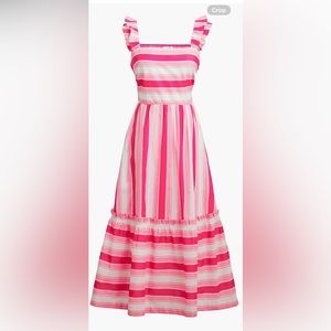 NWT J.Crew size 14 striped square neck midi dress in pink